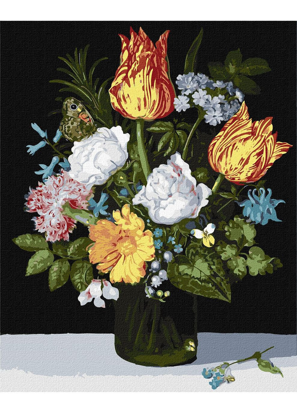 Картина-розмальовка за номерами Натюрморт з квітами в склянці 40х50 (KHO3223) Ідейка (365545578)