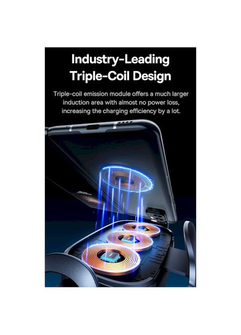 Автотримач для телефона з БЗП Wireless Charging Electric Car Mount Cluster (C40355901111-00) Baseus LightChaser Series Triple-Coil (372678454)