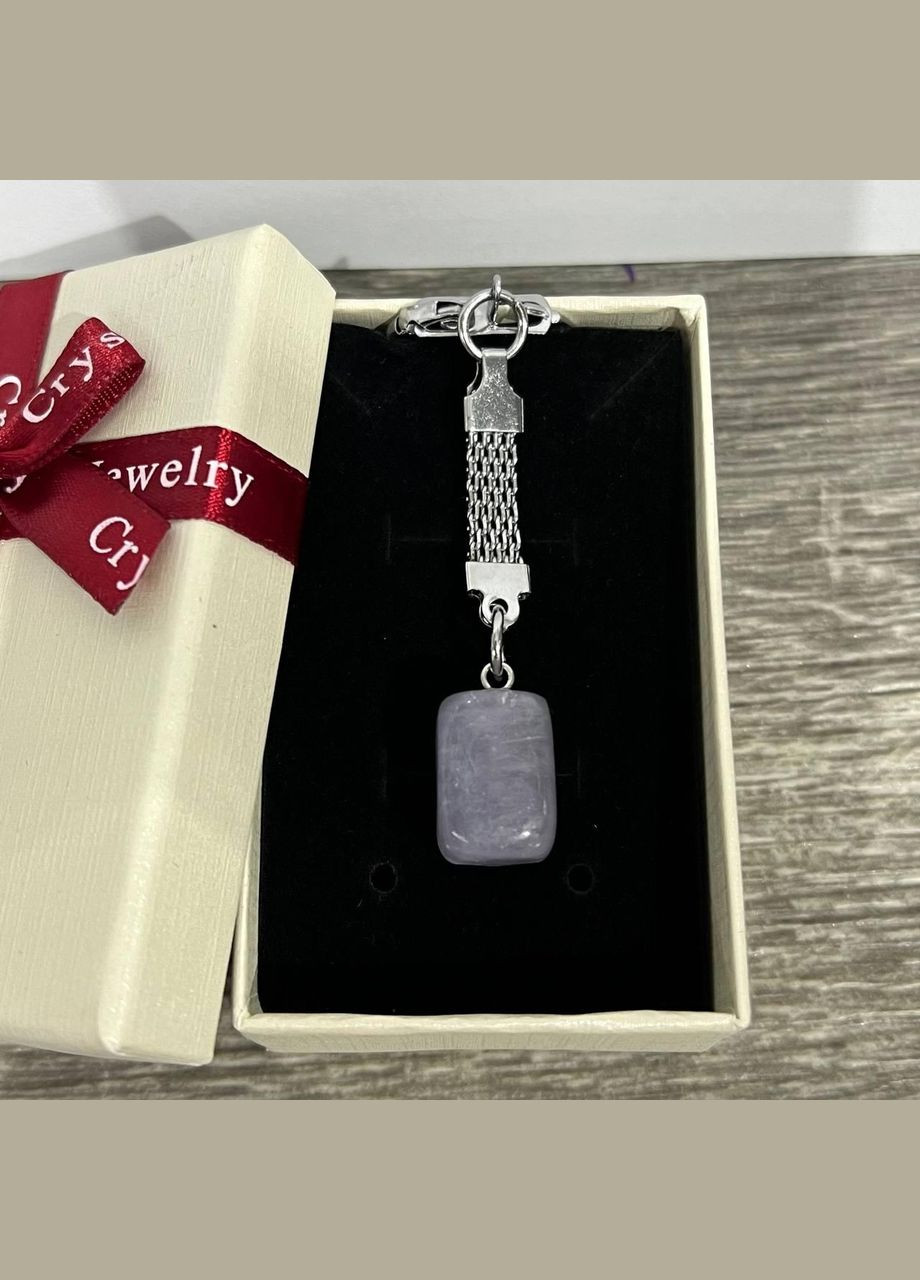 Кулон-талісман з натуральним каменем Флюорит у формі "міні блок" на брелоку у подарунковій коробочці Овен (331291888)