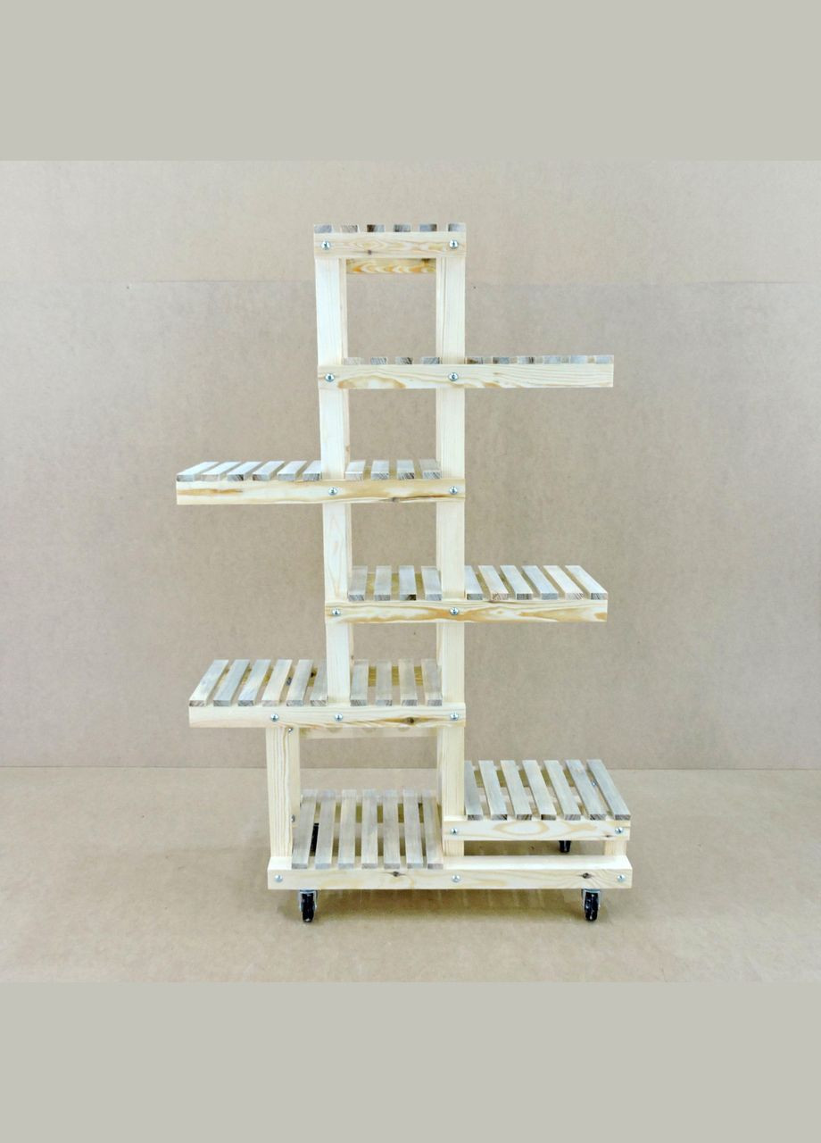 Підставка для квітів з дерева Дені на коліщатках бланже (ЦВТ-007801) No Brand (328228172)