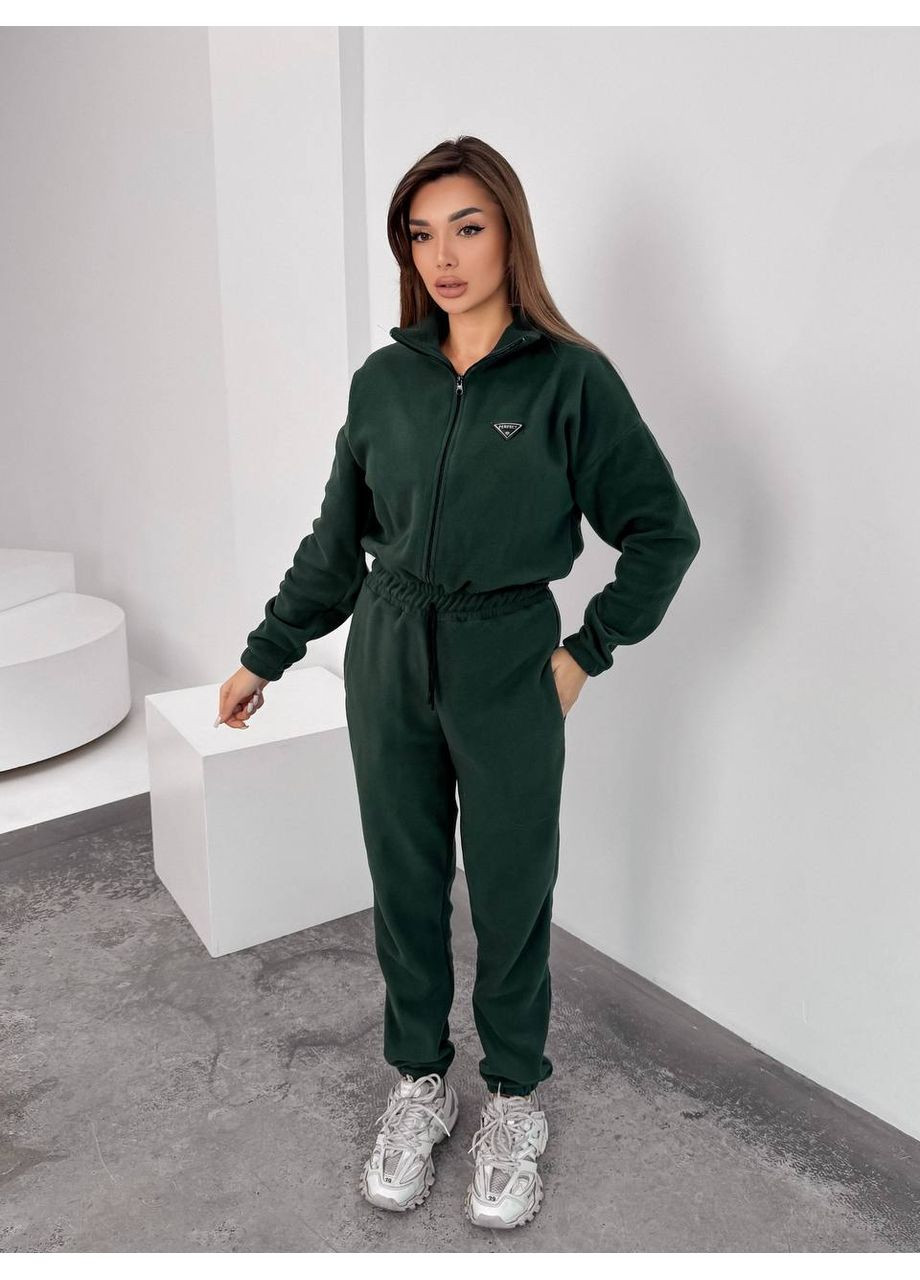 Женский теплый комбинезон из флиса зеленого цвета 35890 Fashion (368153116)