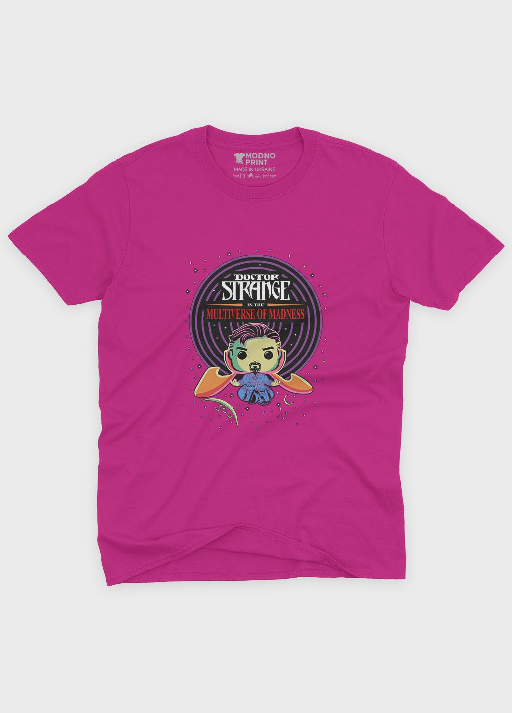 Розовая демисезонная футболка для девочки с принтом супергероя - доктор стрэндж (ts001-1-fuxj-006-020-007-g) Modno