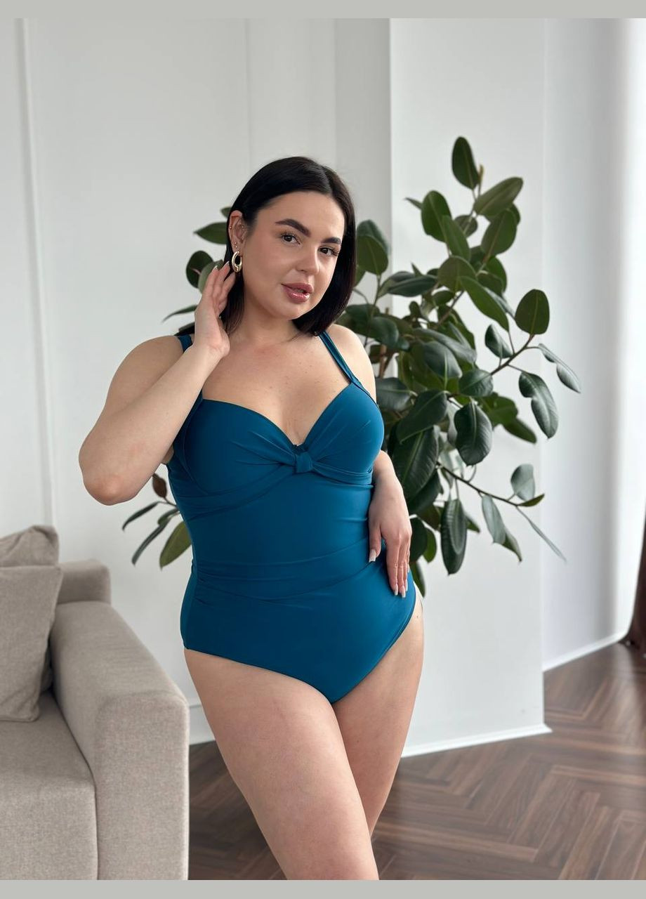 Морської хвилі літній стильний суцільний купальник з гарною спинкою суцільний Vakko