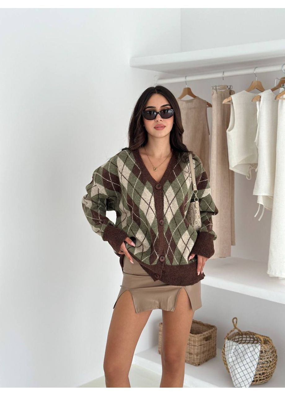 Коричневый демисезонный кардиган No Brand