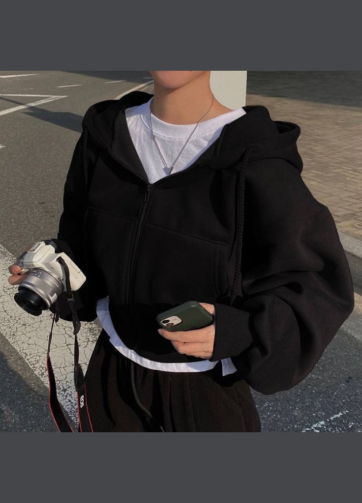 Жіноче худі на блискавці укороченої довжини на флісі MonCher (347584671)