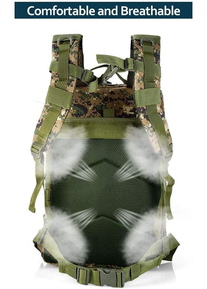 Тактичний армійський рюкзак 1000D об'ємом 50.01 л, MOLLE-сітка, амортизаційні плечові ремені Камуфляж No Brand (327400671)