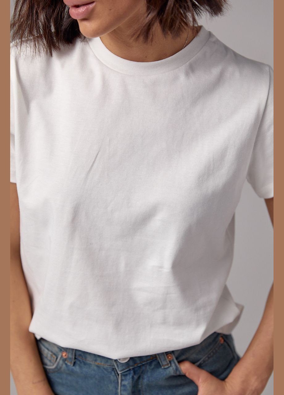 Молочная летняя базовая женская однотонная футболка - молочный Lurex