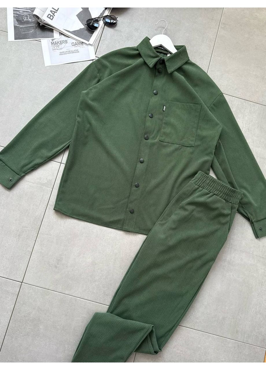 Оливковий (хакі) демісезонний чоловічий костюм з вельвету брючний Avanti