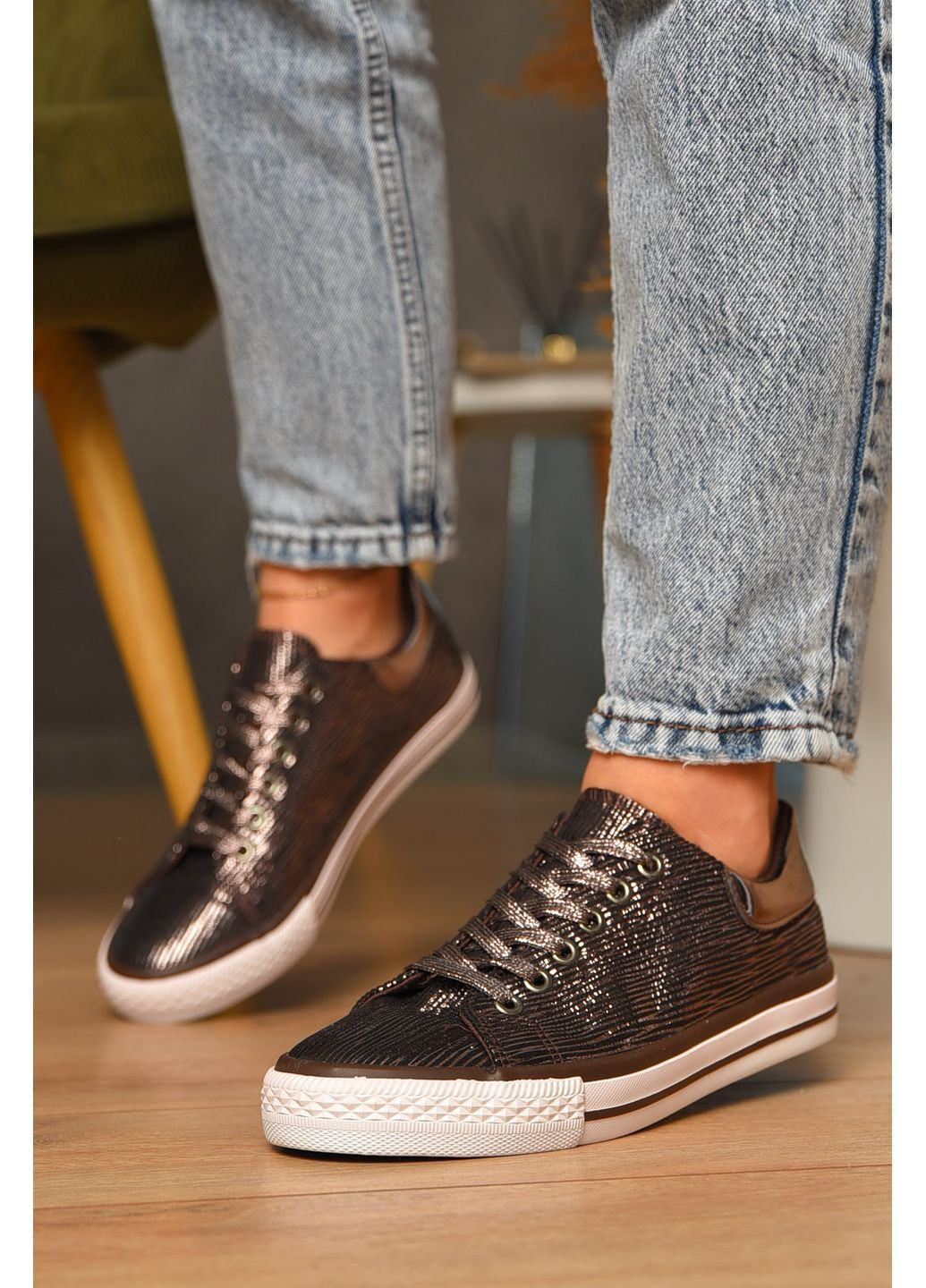 Мокасини жіночі чорно-бронзового кольору Let's Shop (363019220)