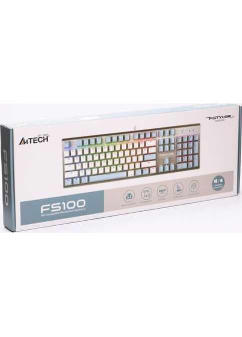 Клавіатура (4711422004069) A4Tech FS100 RGB FS Switch USB Icy Blue (316223158)