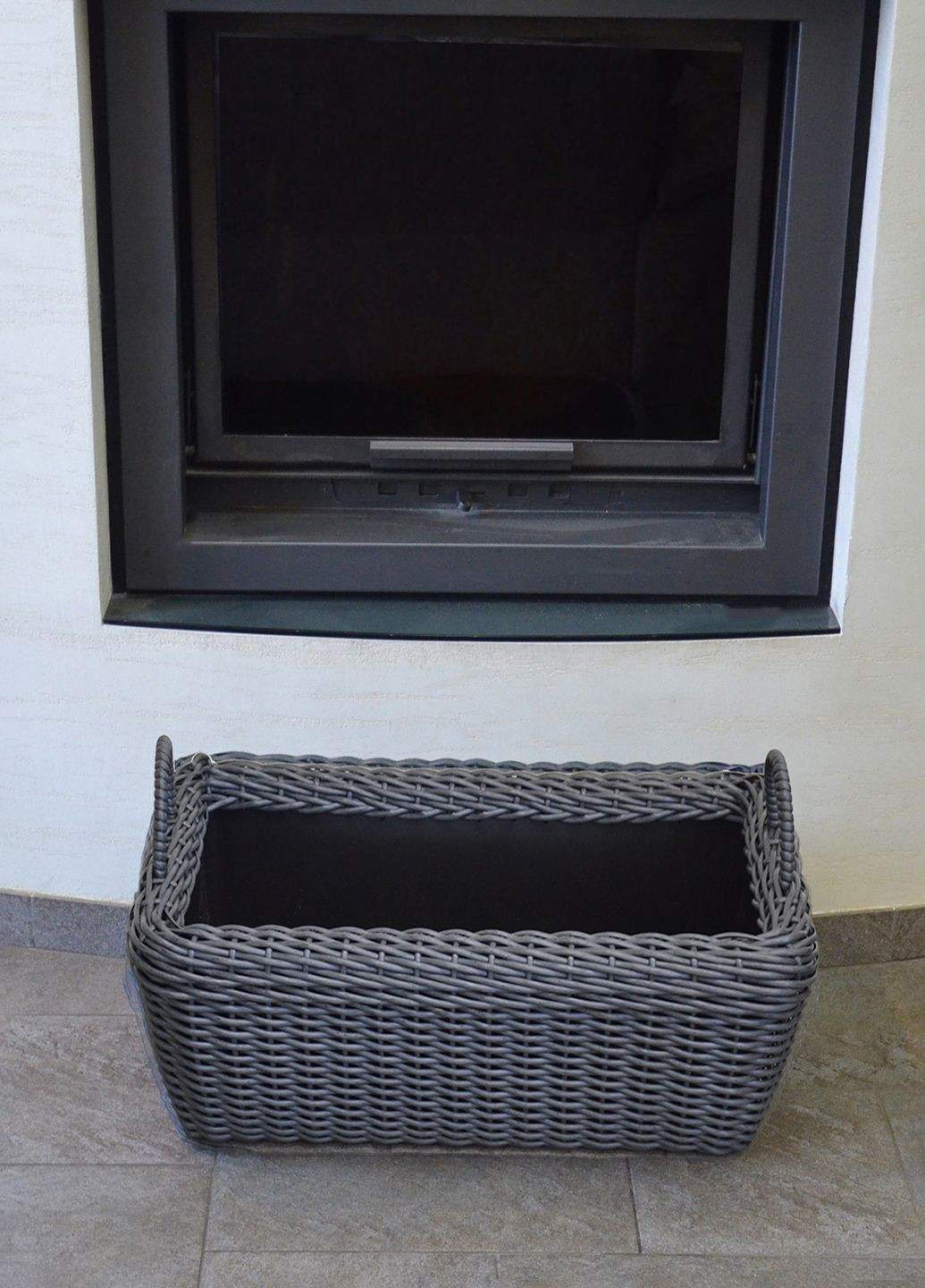 Корзина прямоугольная для дров (дровница) плетенная из искусственного ротанга ручной работы. Цвет Графит. 60 литров Handmade (327878855)