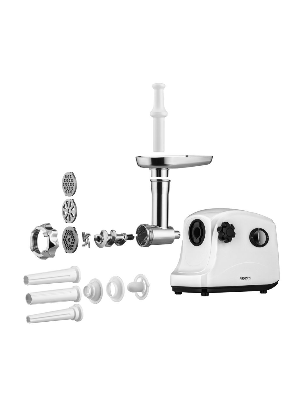 Мясорубка, 1600Вт, 1.6кг/мин, 3 решетки, насадка для колбас, кеббе, пластик, Ardesto (344558097)
