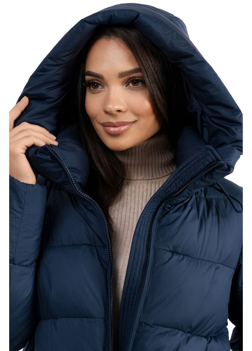 Комбинированное зимнее Женское пальто NF 22960 синее Freever