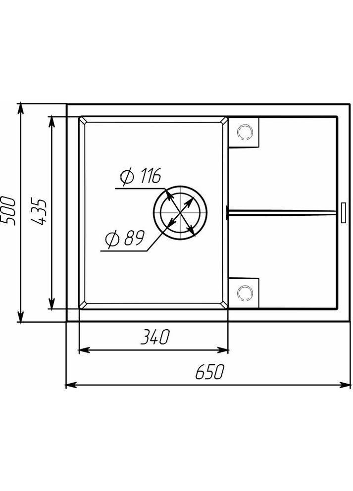 Гранитная мойка для кухни CRIPTA 6550 матовая тёмная скала Valeso (358500899)