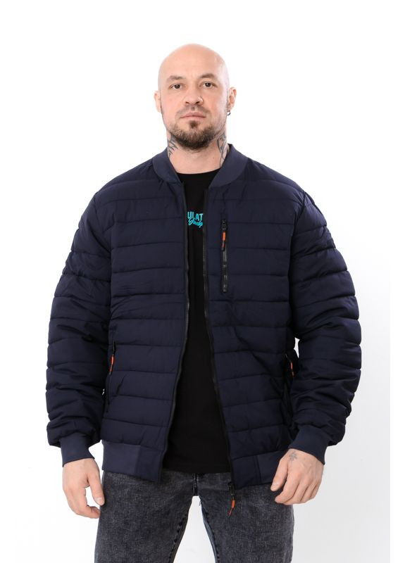 Темно-синяя демисезонная демисезонная мужская стеганная куртка (плюс сайз) (p-18179) Носи своє