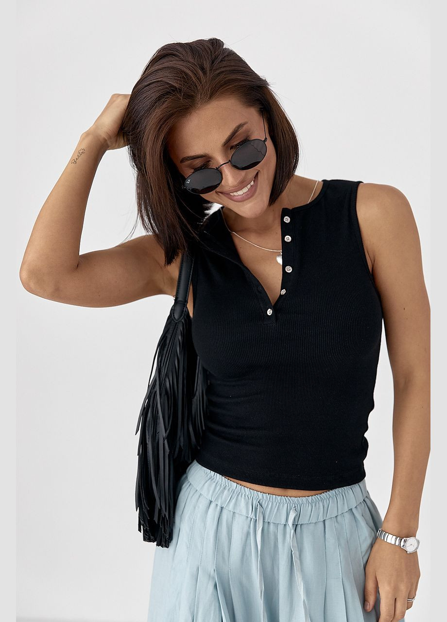 Майка в рубчик на металлических пуговицах Lurex — 333339904