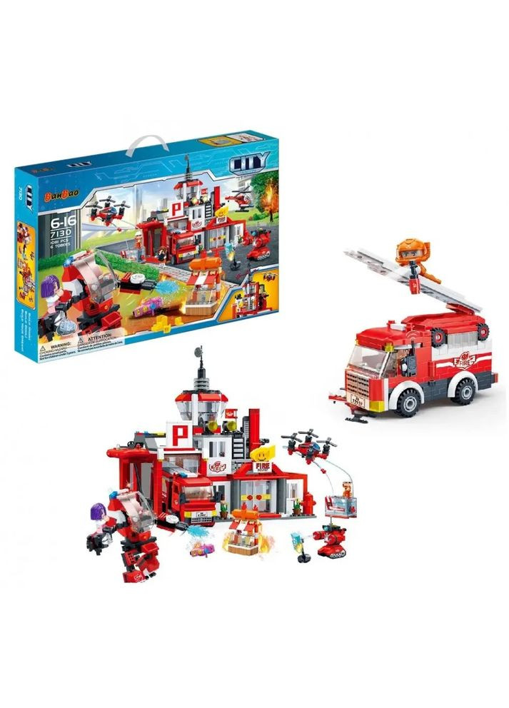 Конструктор Команда пожарных 7130 CITY, 1081деталей, фигурки 1шт, в коробке (6974387591021) Banbao (292709543)