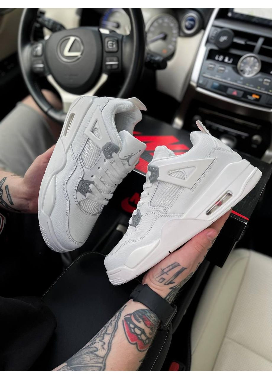 Білі Осінні кросівки чоловічі nike air jordan retro 4 white cement v2 найк аір джордан No Brand