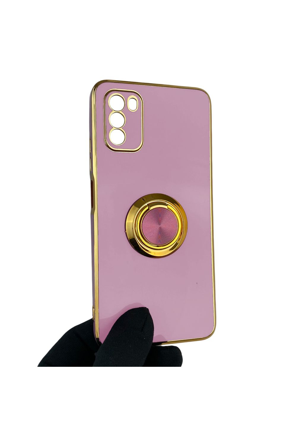 Чохол для Poco M3 з кільцем-підставкою із золотою окантовкою на сяомі поко м3 чорничний gs1 Xiaomi (366236457)