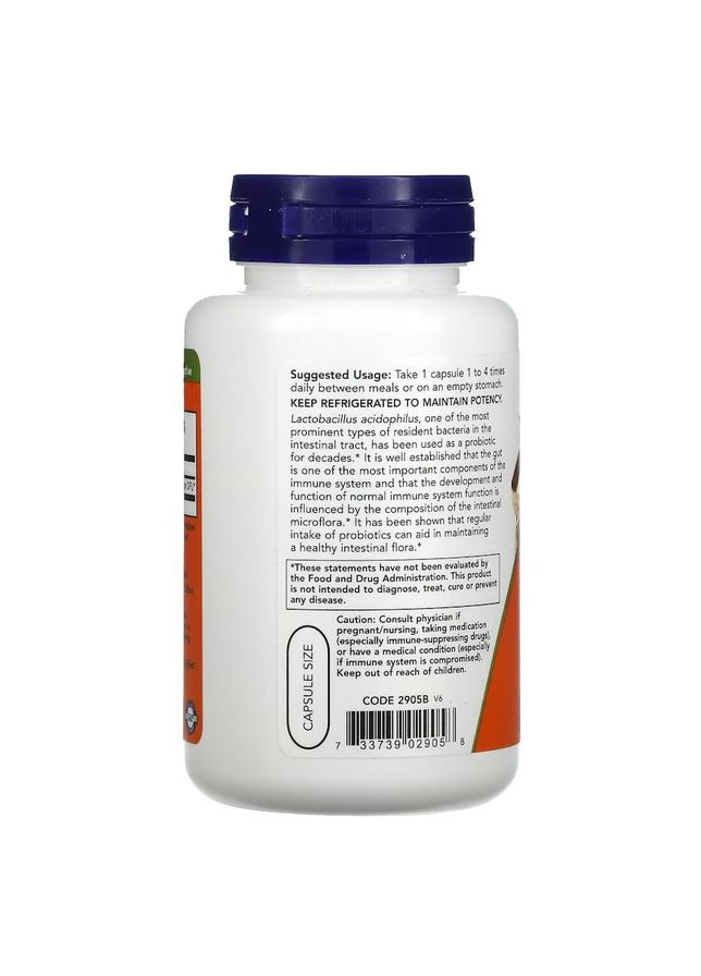 Пробіотики і пребіотики Acidophilus 2 billion, 100 вегакапсул Now (324418591)
