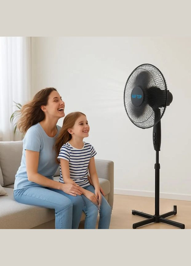 Подвійний комплект підлогових вентиляторів FS40-5 з трьома рівнями швидкості чорний (2104618617) No Brand (351363083)