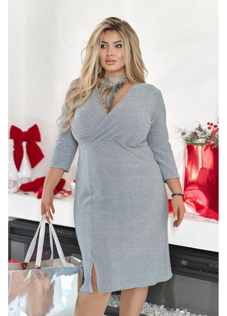 Серебряное праздничный, вечернее, деловое, кэжуал женское платье елегантное Style Point однотонное