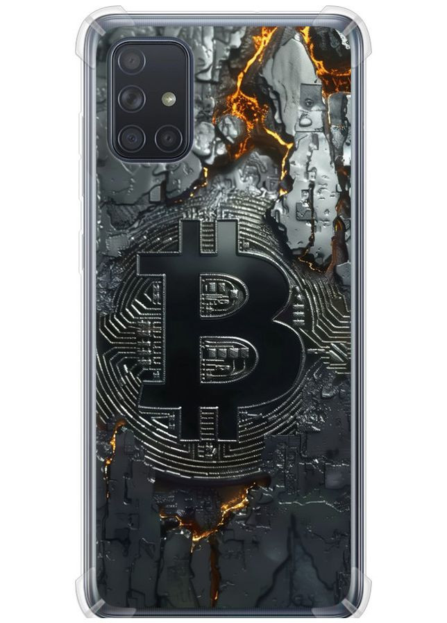 Силіконовий протиударний с посиленими кутами чохол 'Розпечений біткойн' для Endorphone Samsung Galaxy A71 2020 A715F (366340332)