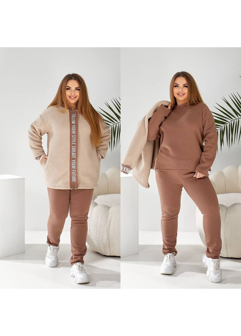 Костюм 3йка (куртка с Тедди + свитшот + штаны) (ЗАМЕР В ОПИСАНИИ) DK/DL Мода без кордонів (366062375)