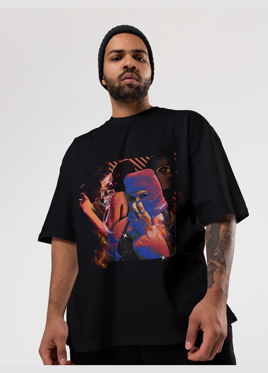 Черная мужская футболка оверсайз urban черная высокая плотность с длинным рукавом Mishe