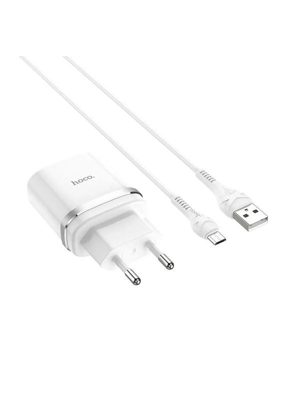 Сетевое зарядное устройство N1 12W. 2.4 A с USB-разъемом и кабелем Type-c в комплекте Белый. Hoco (349824323)