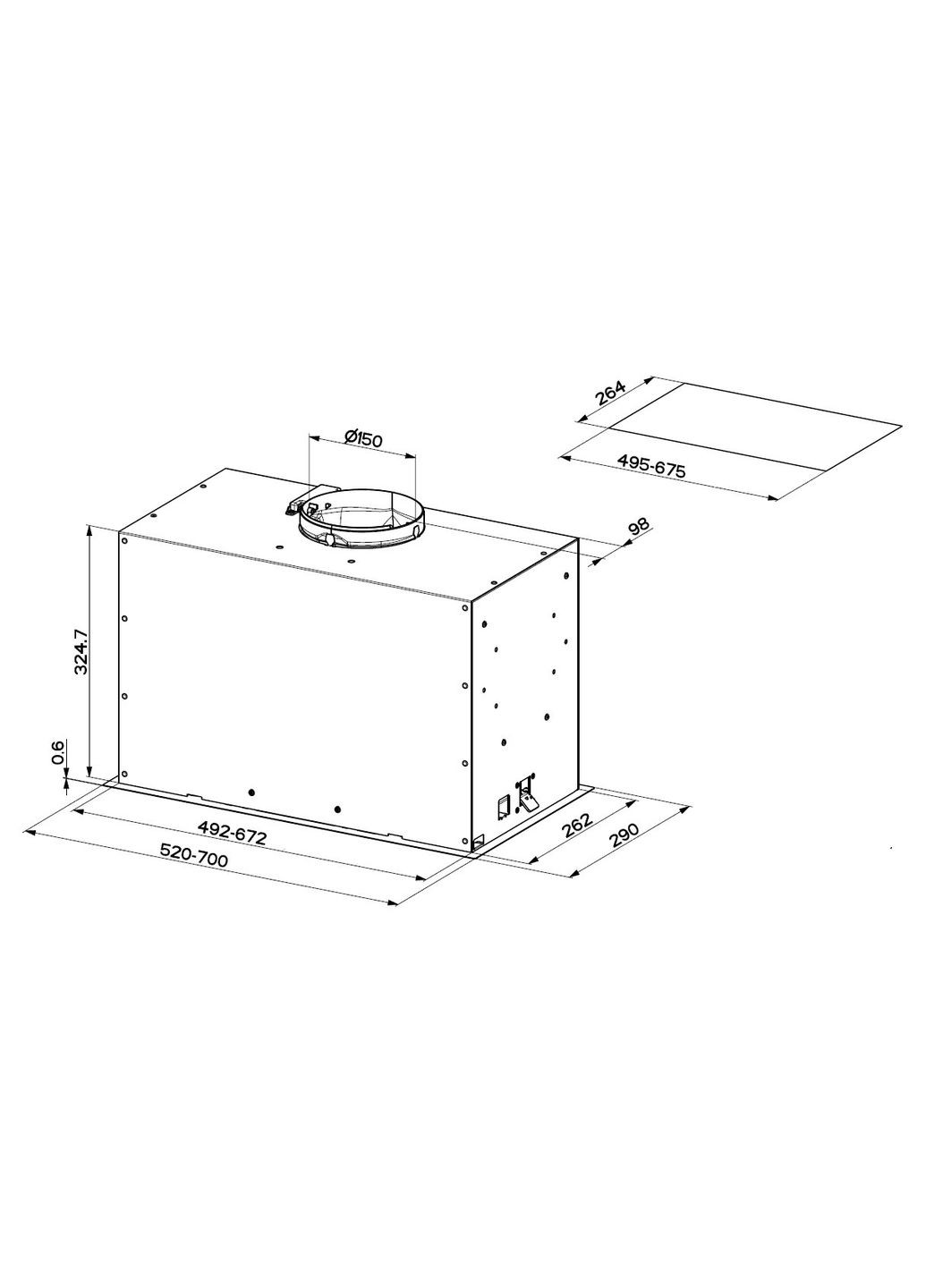 Витяжка вбудована, 70см, 1202м.куб/год, Inka Lux Premium X A70 Kl, нерж Faber (314976135)