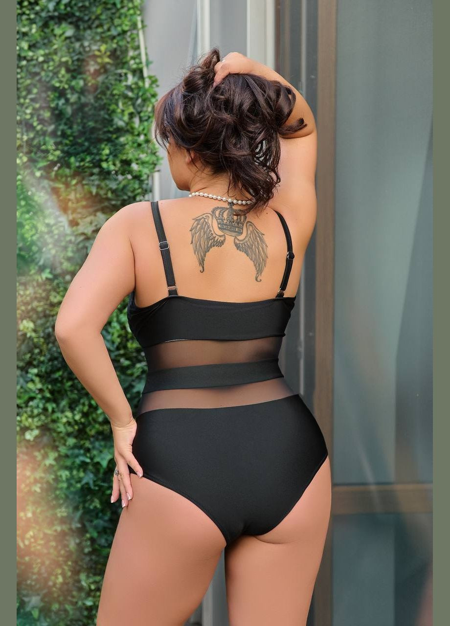 Черный летний женский купальник. слитный No Brand