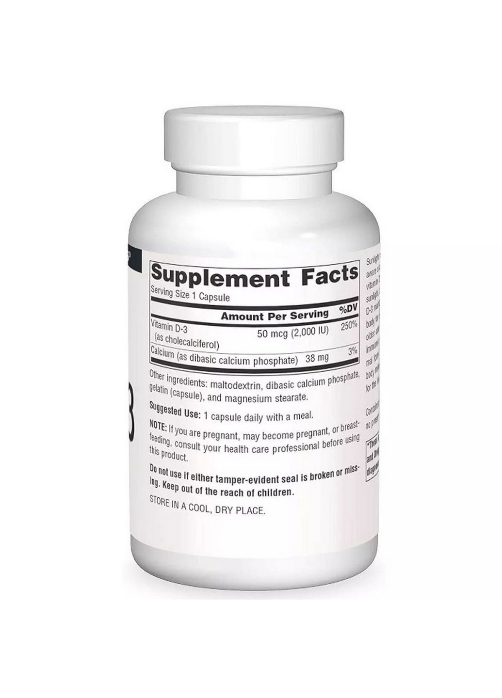 Витамины и минералы Vitamin D3 2000 IU, 200 капсул Source Naturals (293418014)