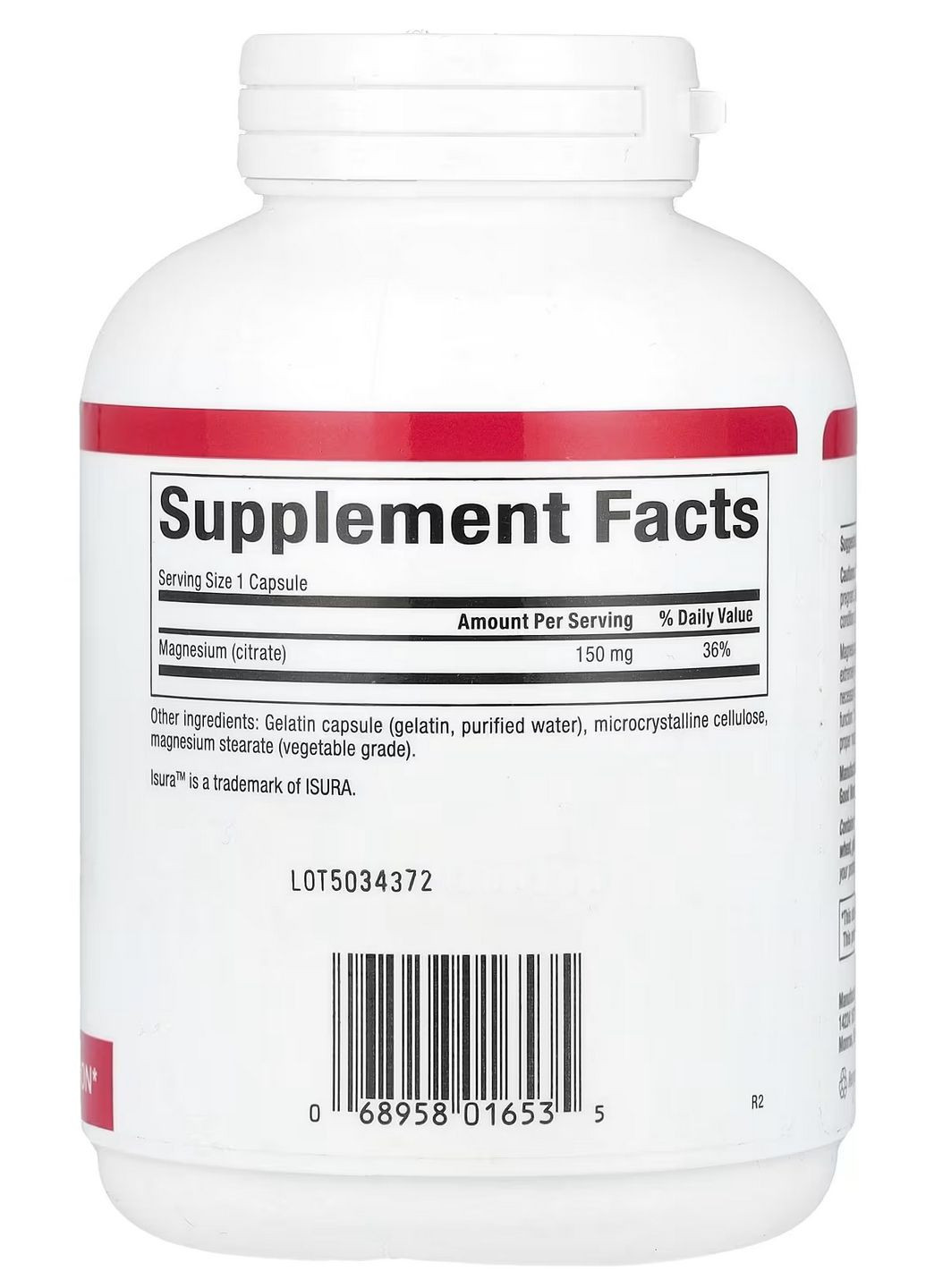 Цитрат магния, 150 мг, 180 капсул для нервов, сна, мышц, сердца и против судорог Natural Factors - (336211093)