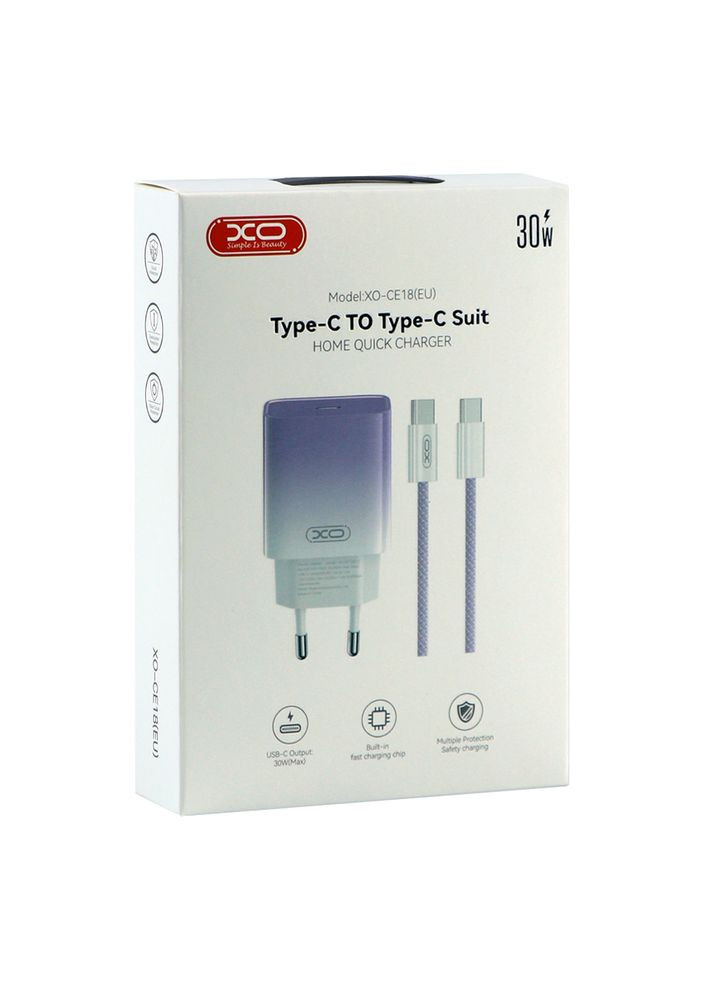 Сетевое зарядное устройство CE18 1Type-C PD/QC 30W Type-C to Type-C XO (337995359)