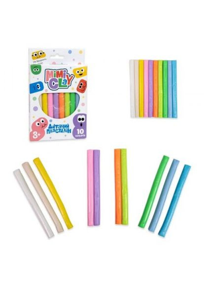 Набір для творчості "Дитячий пластилін: Mimi clay", 10 кольорів Strateg (318016915)