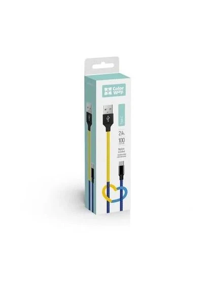 Кабель USB AM - Type-C, 1 м, Blue/Yellow,, 2.4A (CW-CBUC052-BLY) CW-CBUC052-BLY Colorway (395351472)