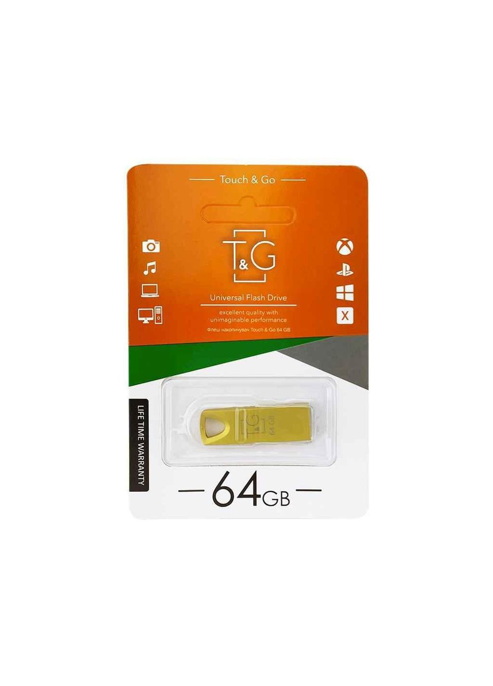 Флешка USB 64GB 2.0 117 Metal золотая ТМ TG (303416446)