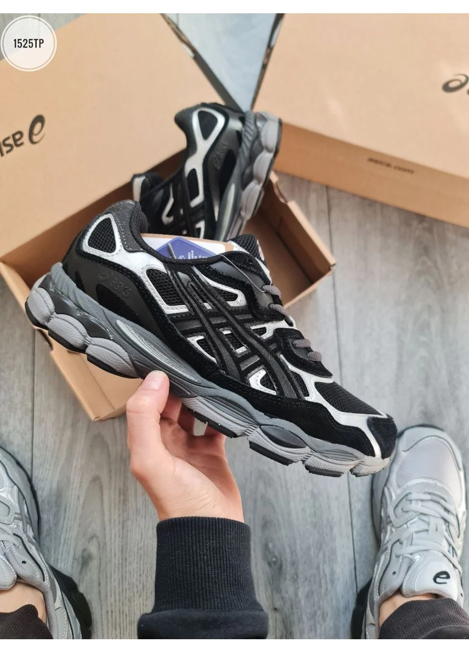 Черные демисезонные кроссовки мужские asics gel-nyc black silver асикс гель нюк черные No Brand