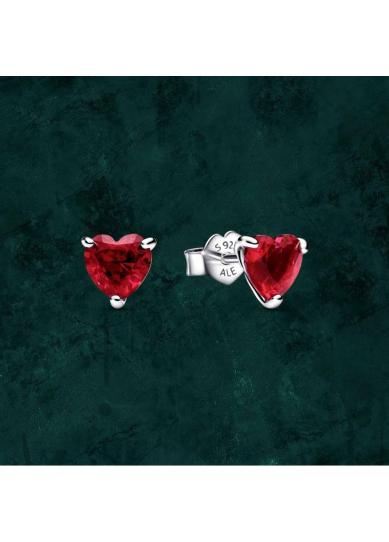 Срібні сережки "Червоне серце" Pandora (Пандора) 292549C01 No Brand (363028430)