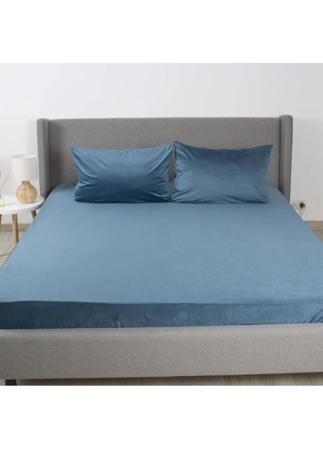 Простирадло "VELOUR" з резинкою синє, 160x200 ТЕП (380805564)