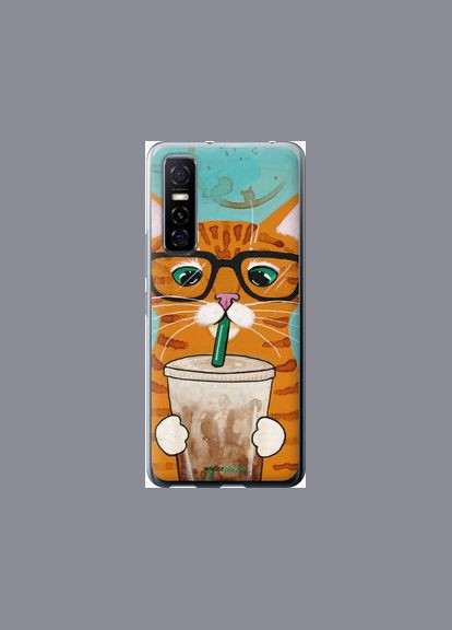 Чехол на Vivo Y73S Зеленоглазый кот в очках "4054u-2159-2448" Endorphone (362606286)