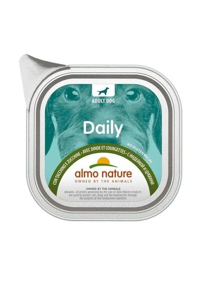 Вологий корм для собак Daily Dog з індичкою та кабачком 100 г (8001154125795) Almo Nature (316226870)