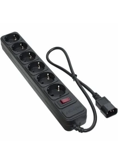 Фільтр мережевий для ДБЖ, 6 розеток, 0.5 м, Black, 10А, до 2.2 кВт, вимикач, заземлення, 3x1 мм² (SP-1062U) 000-EXT-PN-SP-1062U Patron (395354994)