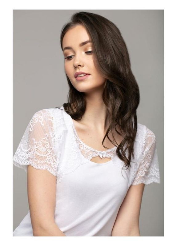 Біла модна біла блуза з вискози та мережива розмір л selena-віолана Violana