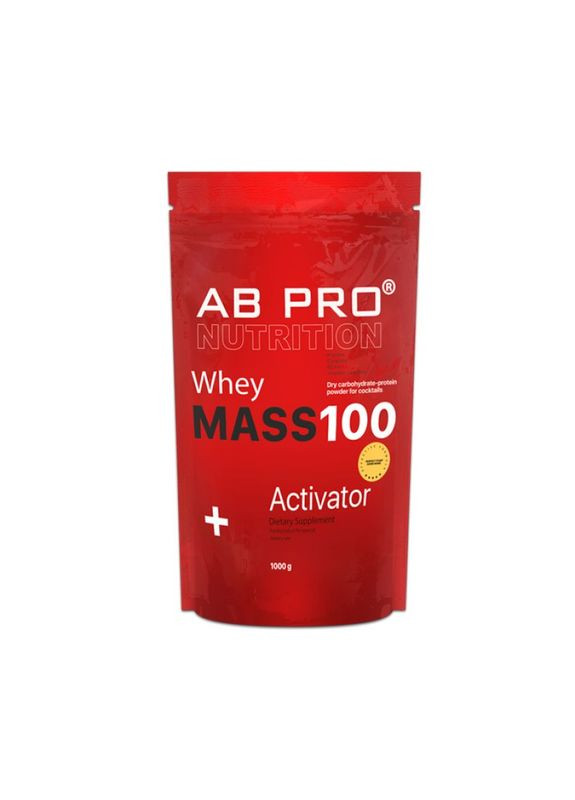 Гейнер Mass 100 Whey Activator, 1 кг Клубника AB PRO (322208449)