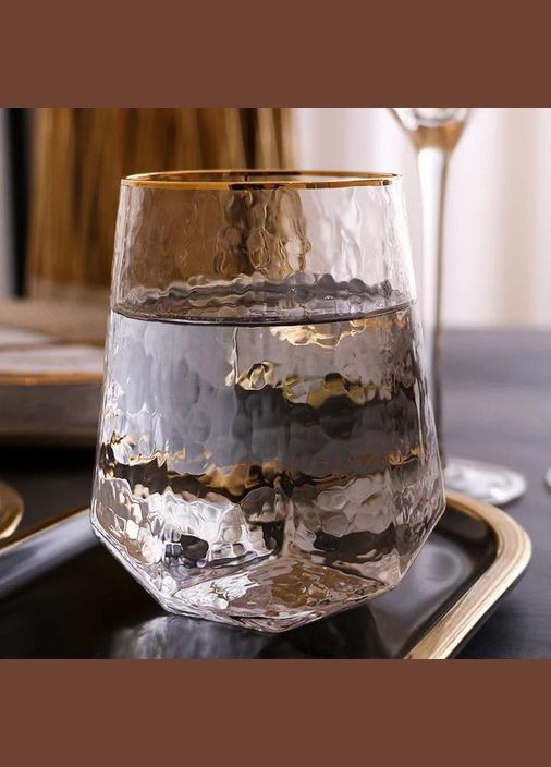 Набір 6 склянок Facets "Blur" 520мл, скло із золотим кантом S&T (329898683)