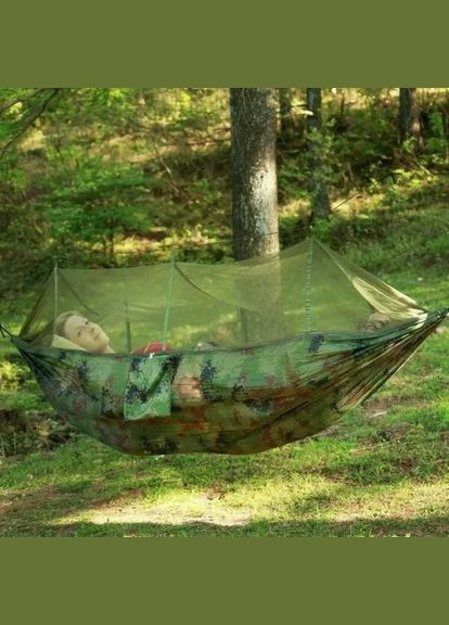 Гамак туристичний з москітною сіткою та кишенею 260х140см міцний та компактний GMSK-01 Піксель (54878А) Good Idea (331183986)