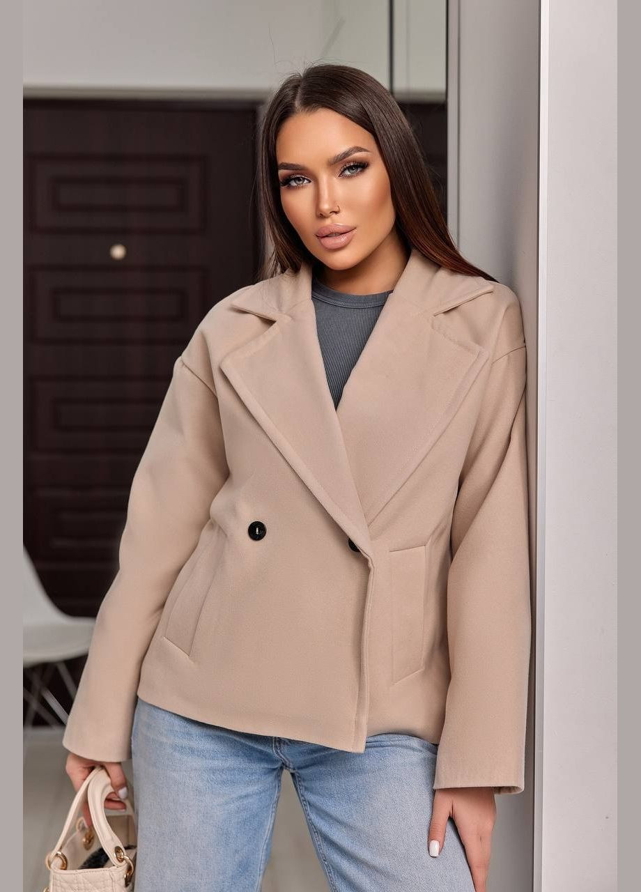 Бежевая женское пальто из кашемира цвет бежевый р.42/44 450404 New Trend