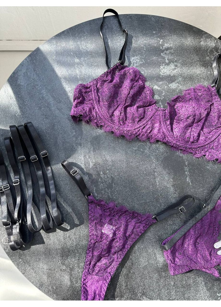 Фіолетовий балконет комплект жіночого білизни | найніжнішим мереживом, Vital-Textile з кісточками поліестер, еластан